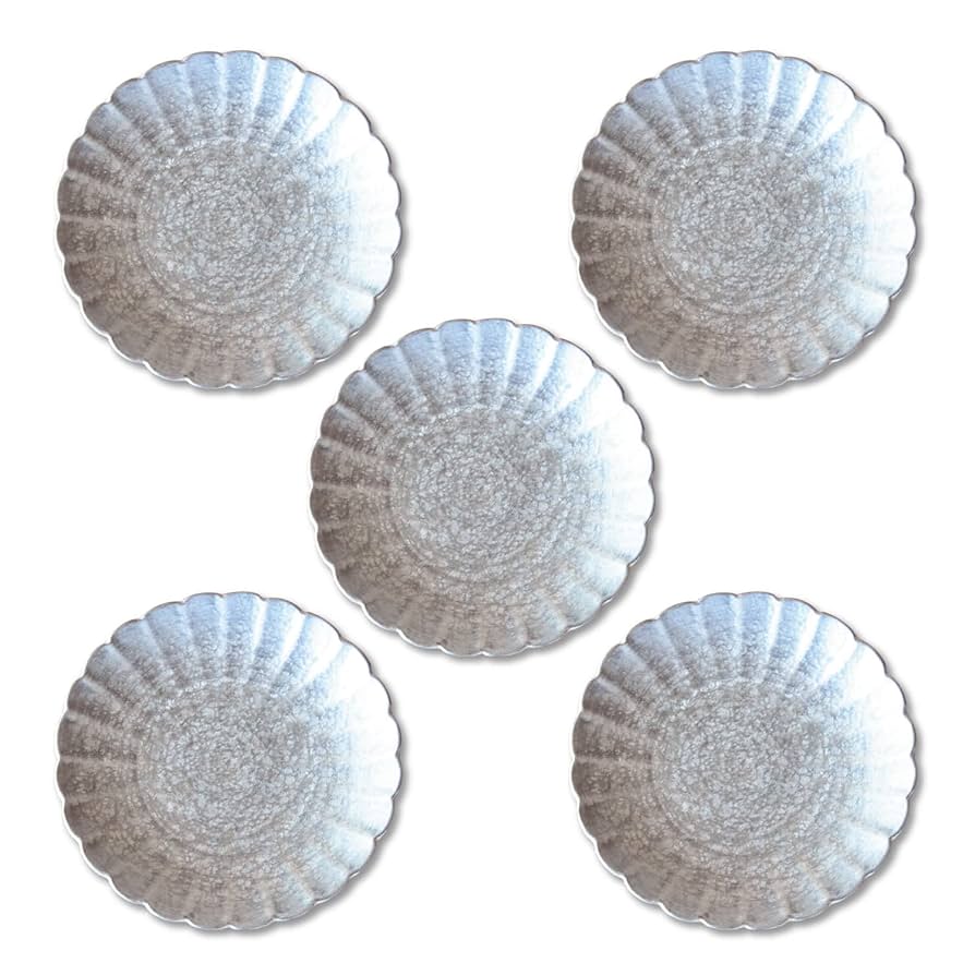 Amazon.co.jp: 正月 食器 和食器 銘々皿 14cm 菊型 有田焼 銀